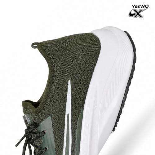 Image of Yes'No Men's Sports Shoes | Lightweight Mesh Running Shoes with Soft Cushioning & Lace-Up Design | Comfortable Slip-On Sneakers for Walking, Jogging, Gym 2 inch Curved Heel, Black