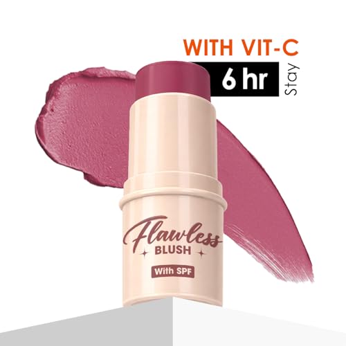 Image of Blue Heaven Flawless Blush Stick with SPF | Infused with Vit C & Hyaluronic Acid | Creamy Blush Stick for Cheeks, 6 Hr Long Lasting Tint Blush for Face Makeup, High Pigment Blusher | Soft Plum | 7.3gm