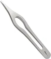 Pinça para Sobrancelhas Ponta Agulha Fina de Alta Precisão Profissional Autoclavável para Design de Sobrancelhas em Aço Inox cor Prata