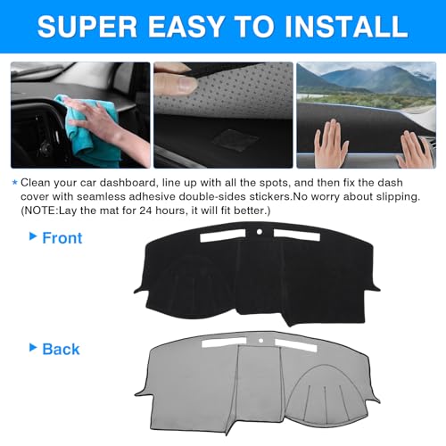 Image of Autorder Dashboard Cover Mat for Chrysler 300 300C 2005-2010 Accessories Dash Cover Upgrade Flannel Dash Mat Sunshade Glare UV Rays Protector