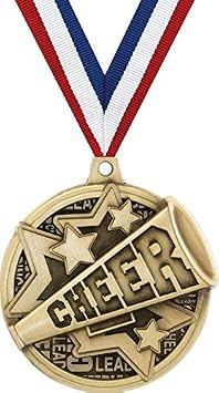 Crown Awards Cheer Medals - 2" Kudos Cheerleading Megaphone Award Medals Gold