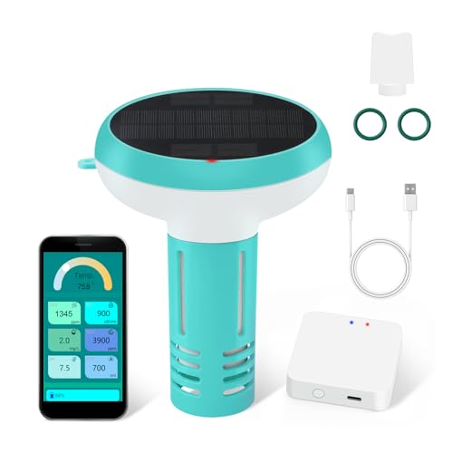 GISNPA Smart Pool Monitor, Profession Salt Water Pool Testing kit for Swimming Pool, 7 in 1 Chlorine...