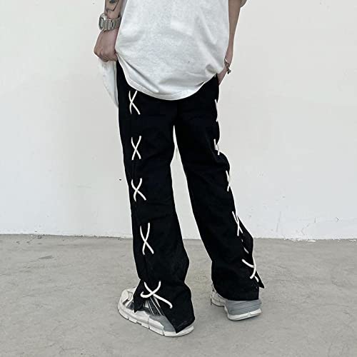 Harajuku Cross Strapping Trend Casual Sports Pants Gothic Men's and Women's ins Loose Wide Leg Loose Pants3