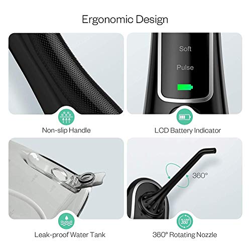 Water Flosser Cordless for Teeth, Anjou 300ML Professional Dental Oral Irrigator, Portable and Rechargeable IPX7 Waterproof Powerful Battery Life Teeth Cleaner for Home Travel, Braces and Bridges Care - Thumbnail 5