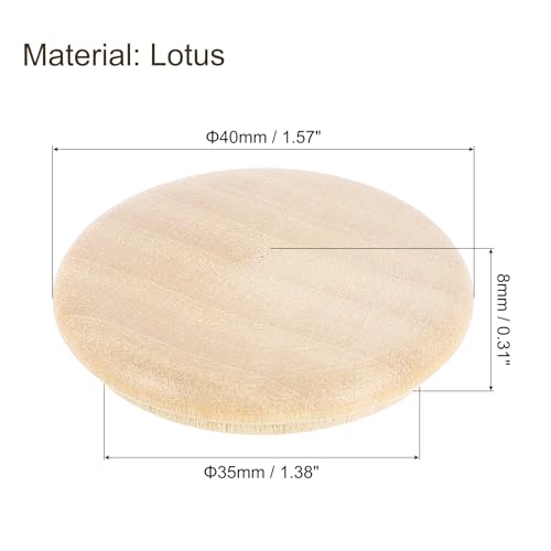 Image of uxcell 80Pcs Wood Button Plugs, 35mm / 1.38 inch Hardwood Screw Hole Plug Mushroom Wooden Caps Buttons Wood Plug for Furniture Woodworking Craft Decor (40mm x 35mm)