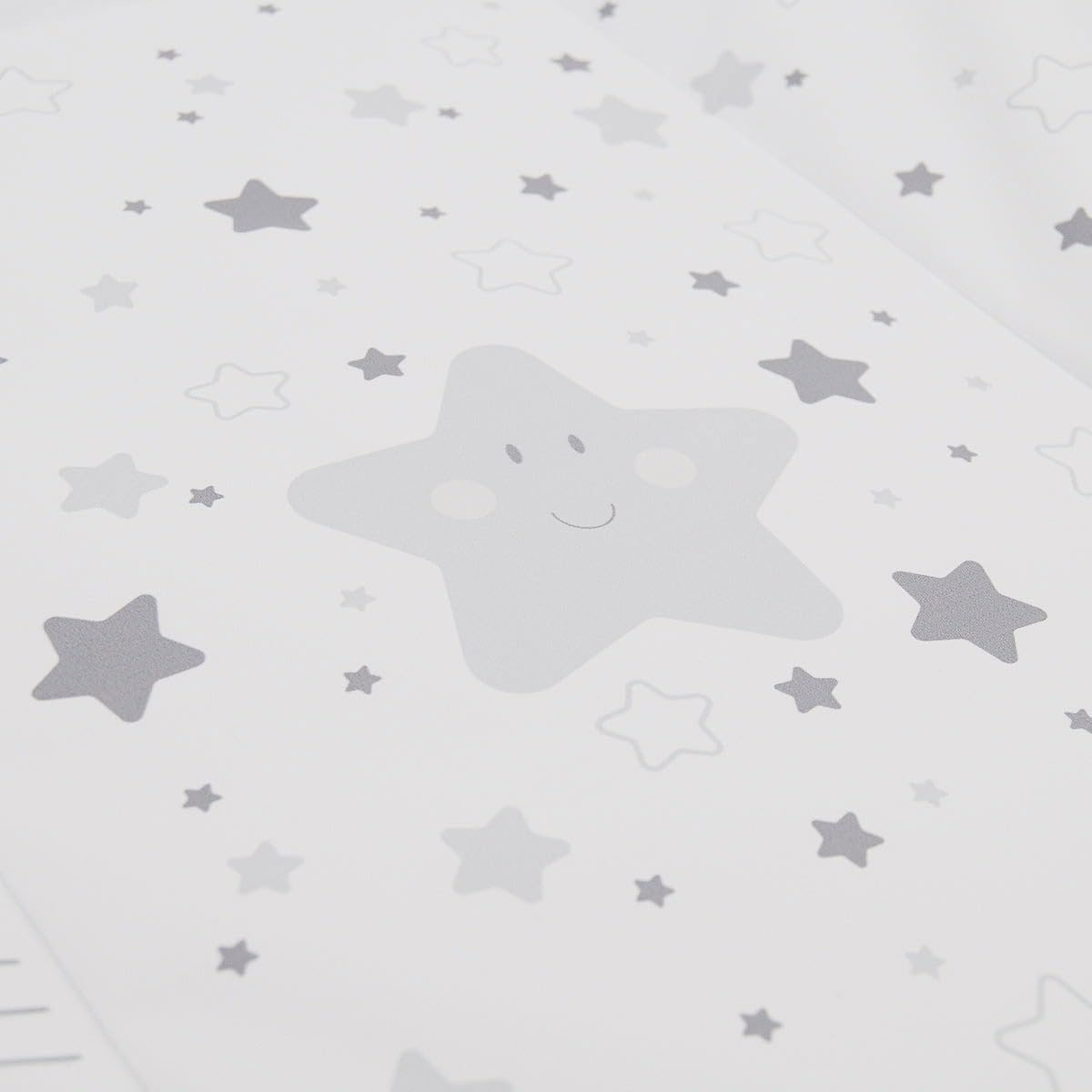 babyCalin Fasciatoio Luxury Star Grey 50 x 70 cm - Con tabella altezza stampata, 0.6 milliliters, 1 Piece, 1