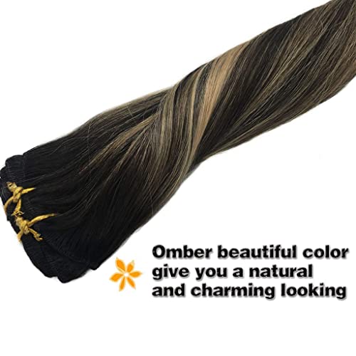 Image of GOO GOO Clip in Hair Extensions Real Human Hair Balayage Remy Extensions