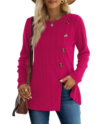 Image of XIEERDUO Long Sleeve Tops for Women Tunics Buttons Front Slit