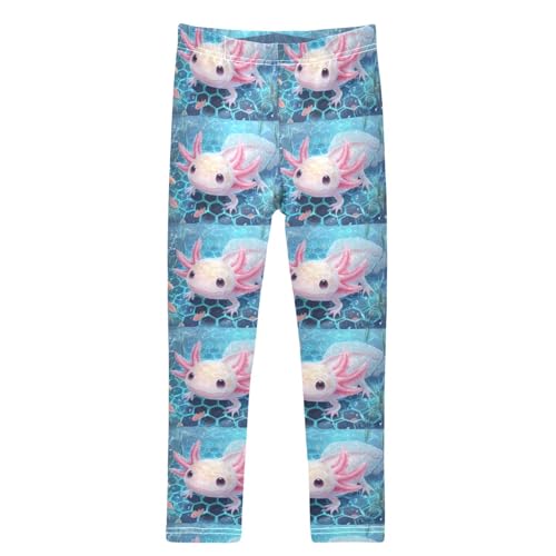 Boccsty Fantasy Cute Axolotl Fish Girls Leggings Kids Yoga Pants Dance Active Tights 4T