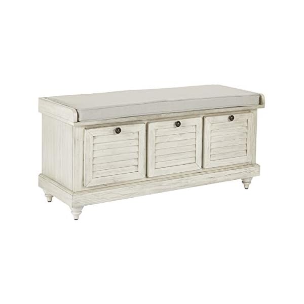 OSP Home Furnishings Dover Storage Bench in White Wash Finish