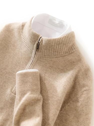 Men's Winter Thickened Cashmere Sweater - Mock Neck Zip Pullover Business Casual Soft Warm Clothing2
