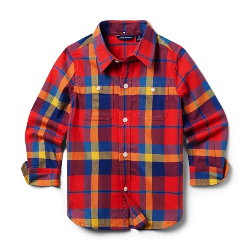 Janie and Jack Boys' Brushed Plaid Button-up (Toddler/Little Big Kid)