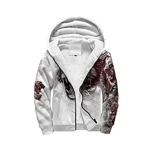 Sweat à capuche lion 3D polaire zippé veste chaude homme femme grande taille