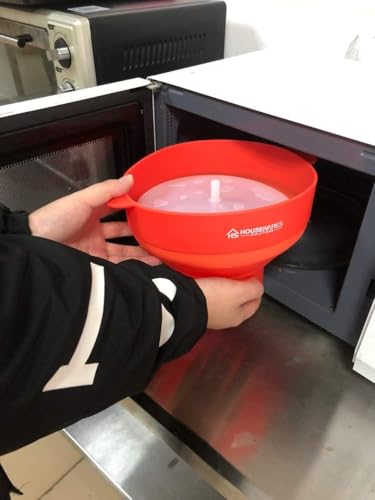 Image of Collapsible Silicone Microwave Hot Air Popcorn Popper Bowl With Lid and Handles - Red