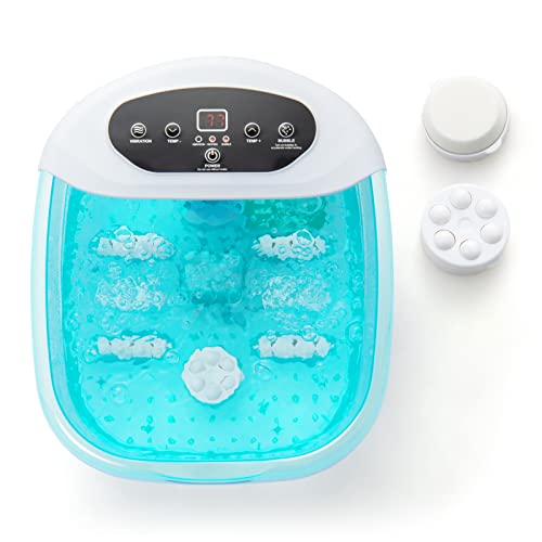 Image of Giantex Foot Spa with Heat and Massage - Feet Bath Soak Tub w /Bubble, Vibration, Removable Pedicure Stone, Massage Beads, Auto Shut-Off, Relieve Feet Stress, Pedicure Foot Soaker Tub (Turquoise)