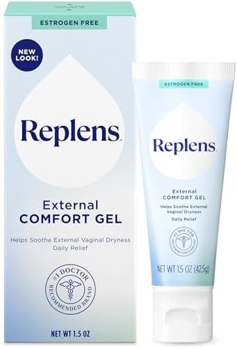 Replens External Comfort Gel for Vaginal Dryness, Fragrance Free Daily Comfort Gel, Hormone-Free, 1.5 oz