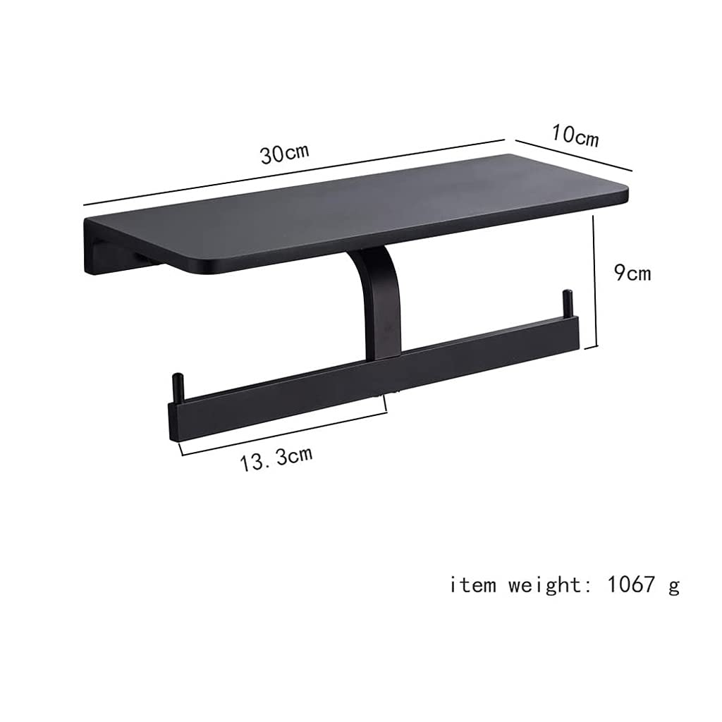 Stały uchwyt na papier toaletowy, Toilet Paper Holder With Storage Lid Black Space Aluminum 30x10x9cm For 2 Rolls