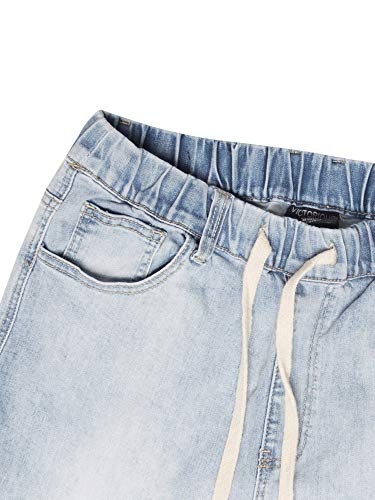 Victorious Men's Fashion Slim Fit Biker Denim Joggers Jeans Jg873 - Light Indigo - Medium - Bb8H #TOP5