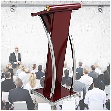 Podium Acrylic Lectern Pulpit Portable Presentation, Floor Metal Podium Stand, Multi-Function Reading Desk for Church, School, Wedding, Office Color B