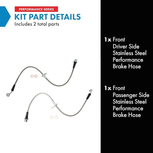 Image of TRQ Front Performance Brake Hose Set Compatible with 2002-2006 Honda CR-V