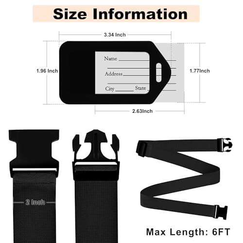 Image of 4 Pack Luggage Straps & Luggage Tags, Luggage Straps for Suitcases [TSA Approved] [Adjustable Suitcase Belt] Suitcase Straps with Tags (Black)