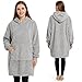 Qutool Hoodie Decke mit &Auml;rmeln und Kuscheldecke, Weich Warm Tragbare Decke zum Anziehen f&uuml;r Erwachsene, Kuschelpullover als Geschenke f&uuml;r Frauen, M&uuml;tter, 95x85 cm, Grau