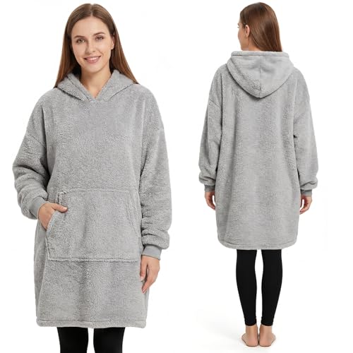 Qutool Hoodie Decke mit Ärmeln und Kuscheldecke, Weich Warm...