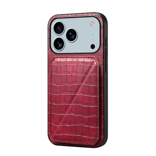 Étui en cuir iPhone 15 Pro rouge avec porte-carte élégant