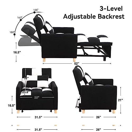 Sillón Convertible Plegable Negro y Blanco miniatura 2