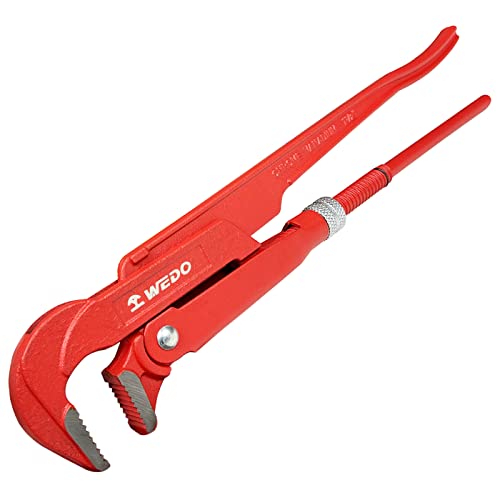 WEDO Swedish Pipe Wrench 90 Degree Angled, Water Pump Wrench, Pipe clamping diameter 4