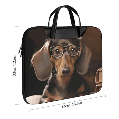 Bolso de hombro impermeable para laptop 17" Dachshund miniatura 3