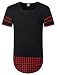 LILBETTER Mens Hipster Hip Hop Longline Jersey T-Shirt(Black Red M)