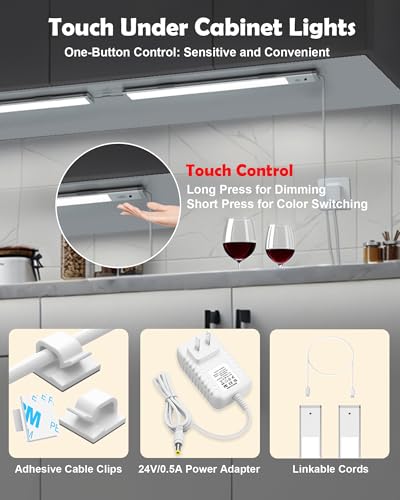 Image of SZOKLED Under Cabinet Lighting Plug in, Hardwired LED Under Cabinet Lights with Timer & Dimmable, 15 RGB Color Changing, 3-Pack