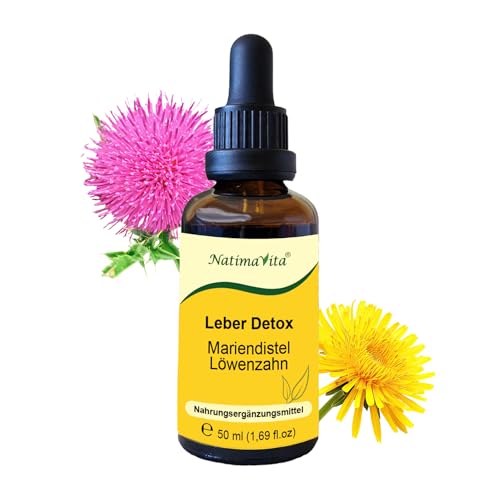Leber Detox Mariendistel und Löwenzahn - 50 ml - mit Bitterstoffen - natürliche Unterstützung der Leberfunktion, Galle und Verdauung - 100% natürlich - NatimaVita