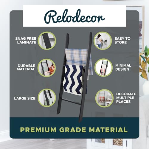 Image of Blanket Ladder for the Living Room and Bedroom, Quilt Rack, 4-Tier, Black