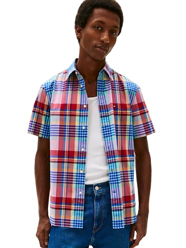Image of Tommy Hilfiger Men's Short Sleeve Poplin Shirts in Regular Fit, Men's Button Down Shirts