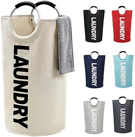 ZERO JET LAG 82L Large Laundry Basket Collapsible Fabric Laundry Hamper Bag Foldable Laundry Bag With Handles Waterproof Washing Clothes Bin Bag Dirty Cloth Storage Hamper Bag (Beige,L)