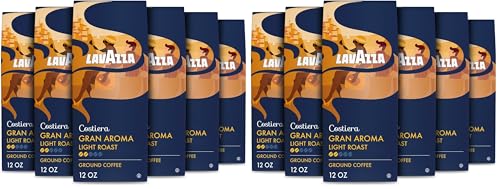 Image of Lavazza Costiera Gran Aroma Ground Coffee 6 Bags of 12oz, Light Roast, Smooth and Aromatic Taste, Intensity 2 /5, 100% Arabica, Ideal for Drip Brewers, (Pack of 12) - Package May Vary
