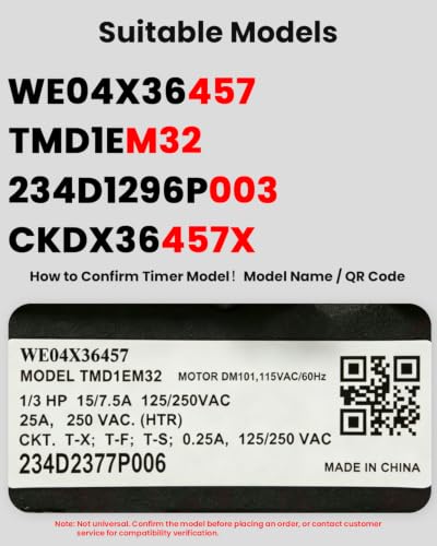 Image of TMD1EM32 WE04X36457 234D2377P006 CKDX36457X Dryer Timer | Compatible with GE /Hotpoint Dryer GTD38EASW0WS GTD38GASW0WS GTX38EASW0WS GTX38GASW0WS Part Replaces AP7243859 PS17873930