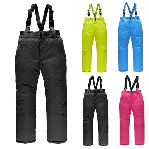 RNTOP Kids Snow Pants Winter Ski Pants Boys Girls Warm Insulated Snow Bib Pants Snowsuit Overall (Yellow, 3-4 Years)