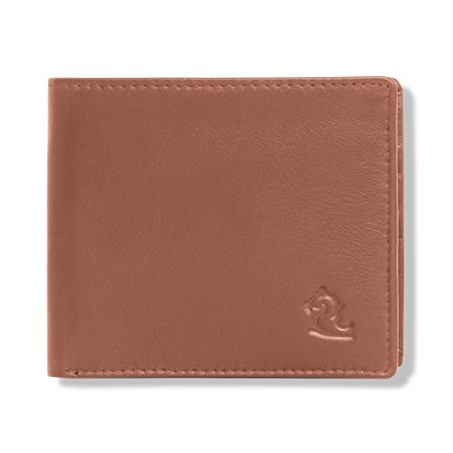Image of KARA Tan Genuine Leather Wallet for Men with Multipurpose Slip Pocket - Bifold Men's Wallet with 8 Card Holder Slots