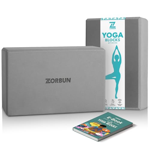 Yoga Block Set of 2 - High Density EVA Foam Blocks - Anti-Slip Yoga Brick with eBook - Perfect for Pilates, Exercise, & Meditation