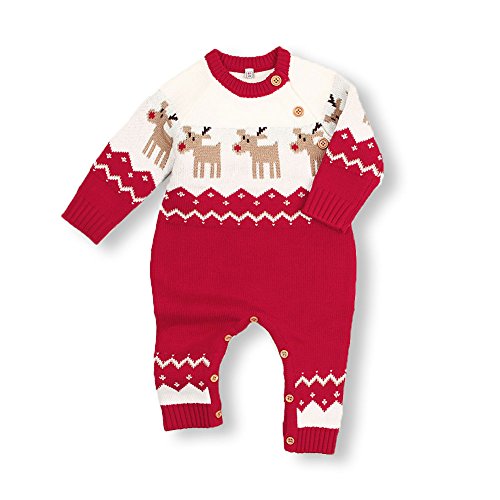 mimixiong Baby Christmas Sweater Toddler Reindeer Outfit Long Sleeve Red Clothes