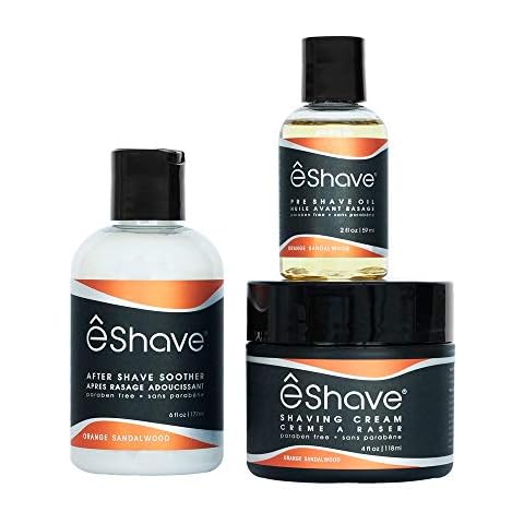 eShave Shaving Products Collection including 2 oz Pre-Shave Oil, 4 oz Shaving Cream and 6 oz After Shave Lotion (Orange sandalwood) Cover