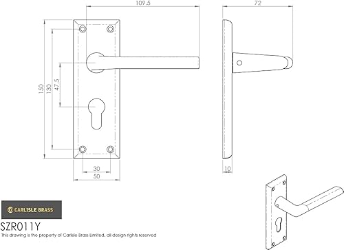 Miniatura 3 de Carlisle Brass SZR011YSN - Manija de puerta, níquel satinado