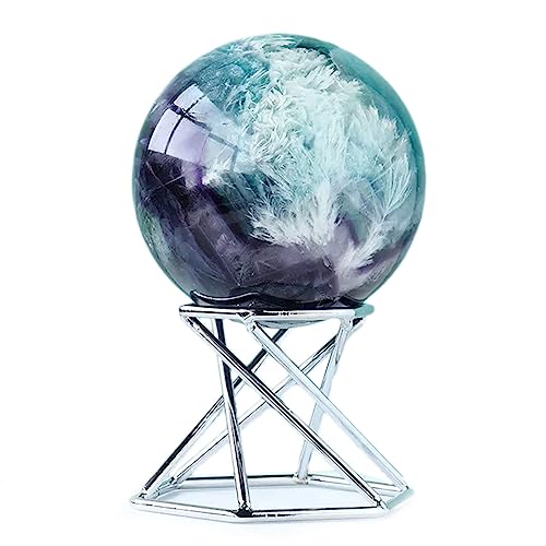 Esfera de fluorita arcoíris de 5 cm con soporte para decoración 2