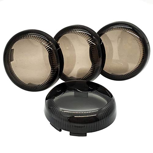 OZ-USA Set (4) Smoke Turn Signal Lens Harley Deuce-Style Snap On Street Glide FLHX Replacement Lens for OEM #68973-00