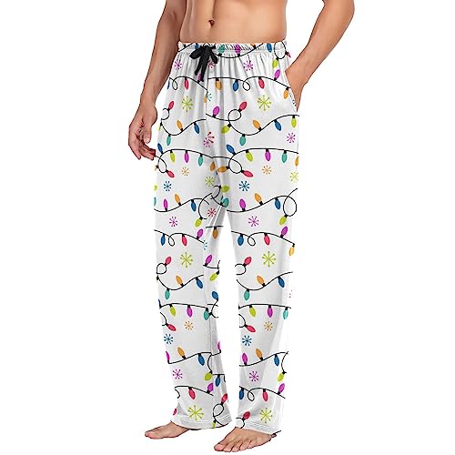 Christmas Light White Mens Pajama Pants Lounge Men's Pajama Bottoms Soft Sleep Pants With Pockets XXL2