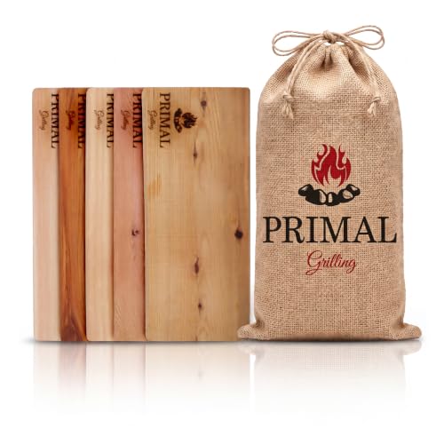 Premium Cedar Planks - Cedar Planks for Grilling Salmon - Thicker Design for Moister - Natural Wood Planks for Grilling - (5 Pack)