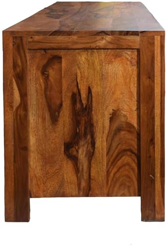 Image of Pure Sheesham Solid Wood TV Entertainment Unit Finish Color - Brown